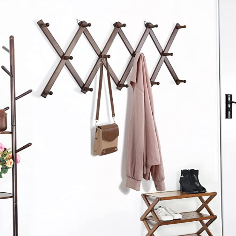 Accordion Shape Foldable Wooden Wall Hanger Wall Mounted Coat Rack for Display,Wall Decoration