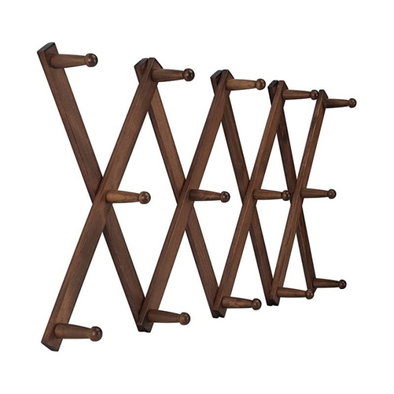 Accordion Shape Foldable Wooden Wall Hanger Wall Mounted Coat Rack for Display,Wall Decoration