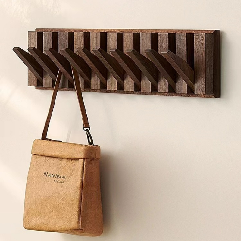 Home Entryway Piano Key Shaped Wall Mounted Solid Wood Coat Rack For Decor