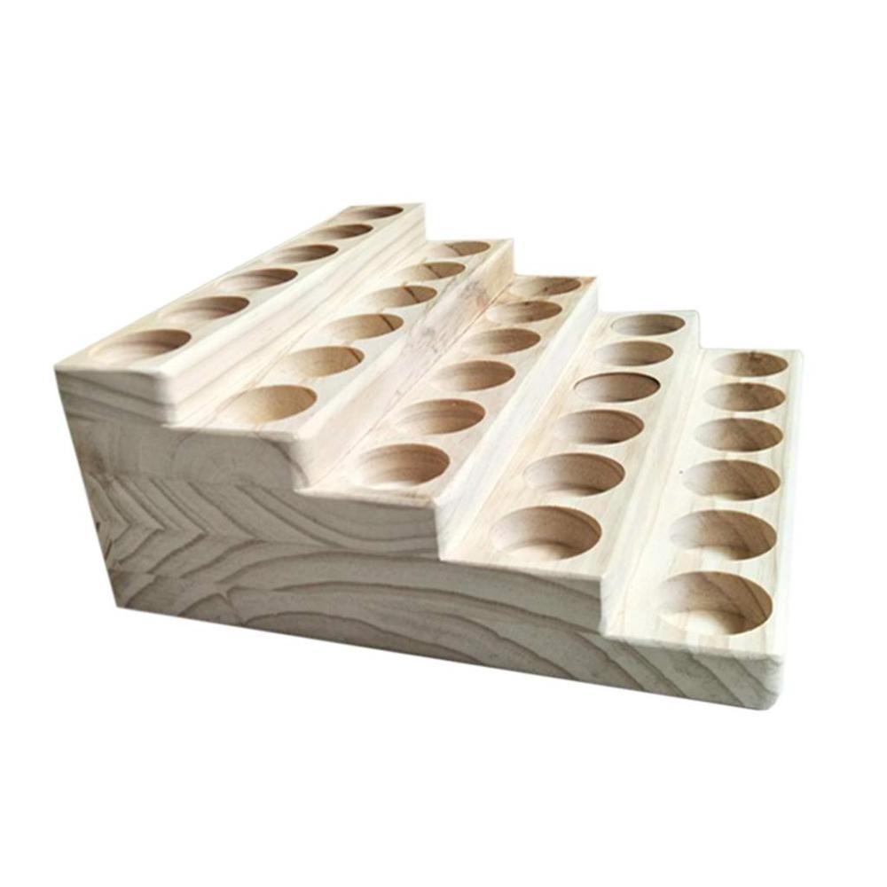 5 Tier 30 Slots Wooden Essential Oil  Display Rack, Portable Carrying Case Storage Display Box  test tube holder wood