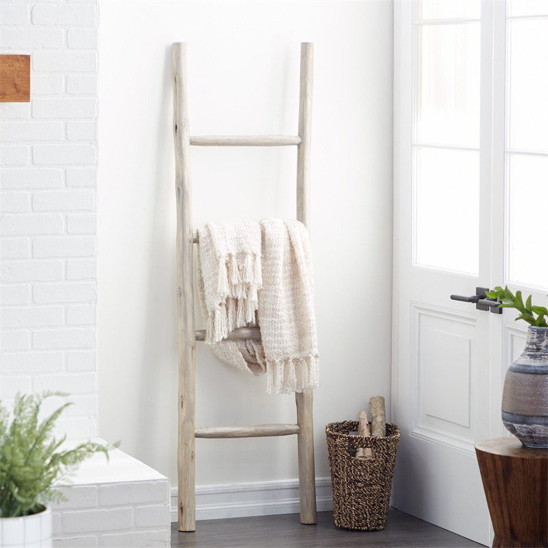 Customized Wooden Blanket Ladder For Home Decor Wall Leaning Ladder Shelf Wood Ladder Towel Rack