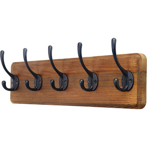 Wholesale Vintage Brown Wall Hooks Coat Racks Hanging Wall Mounted Wooden Coat Rack