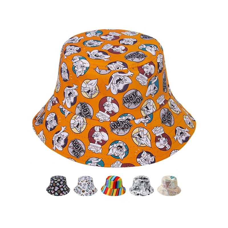 Wholesale Ankara African Print Hip Hop Men Women Bucket Hats With Strap Wide Brimmed Umbrella Sun Hat For Ladies UV Protection