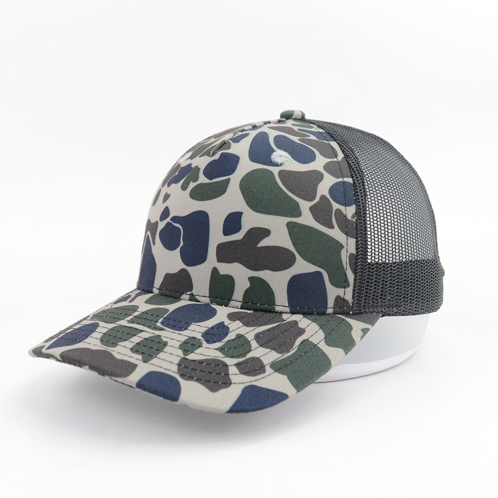 Customized Black Desert Camo 5 Panel 112 Trucker Hats Wholesale Men's Camo 6 Panel Trucker Hat Blank Caps No Embroidery Logo