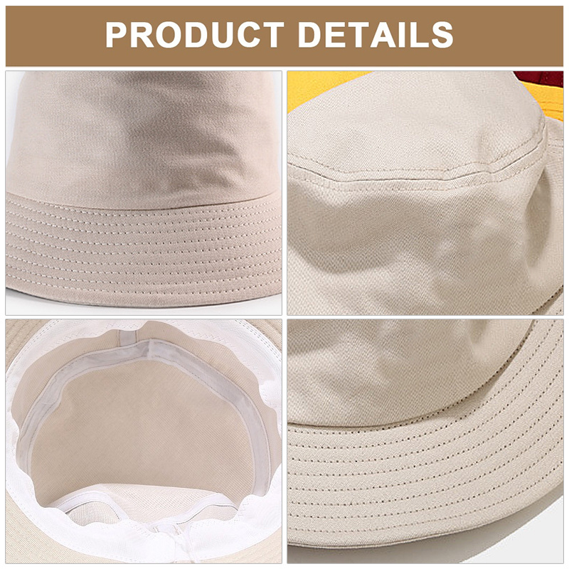 BSCI Factory Wholesale Eva Plain Solid White Color Cotton Satin Lined Casual Bucket Hats For Men Women Beach Travel Sun Proof