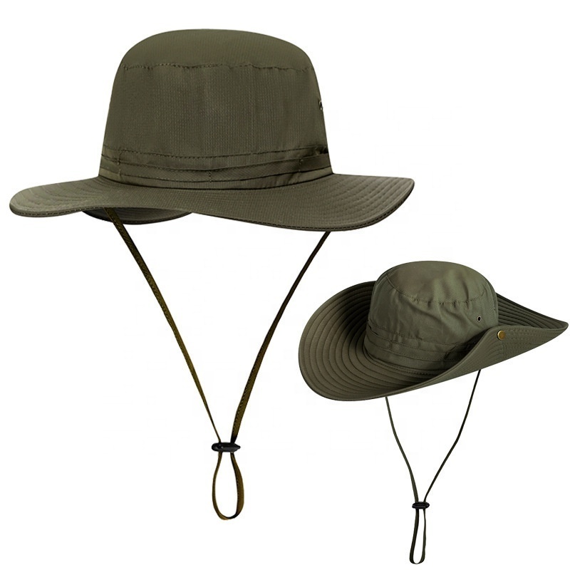 Outdoor Breathable Good Design Anti-UV Beach Mesh Wide Brim Sun Camouflage Fishing Bucket hat Hunting Safari Boonie Hat