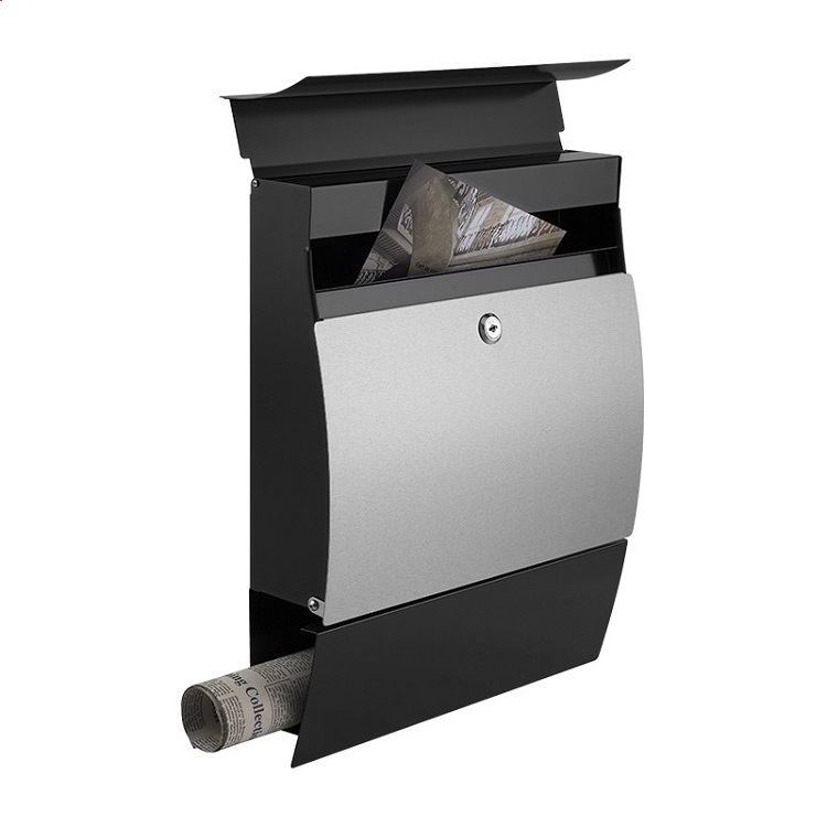 2024 Stainless Steel Wall Mounted Locking Mailbox with Newspaper Holder