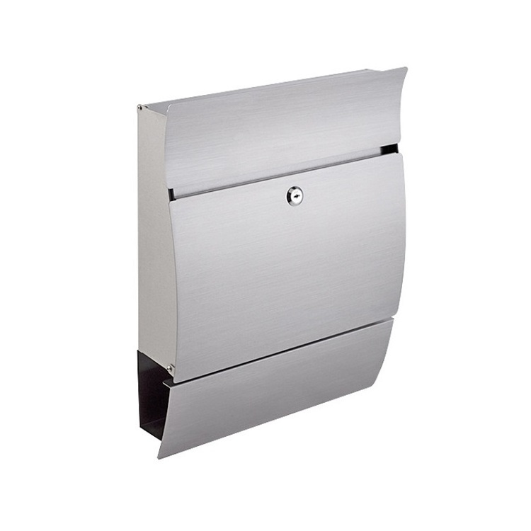 2024 Stainless Steel Wall Mounted Locking Mailbox with Newspaper Holder