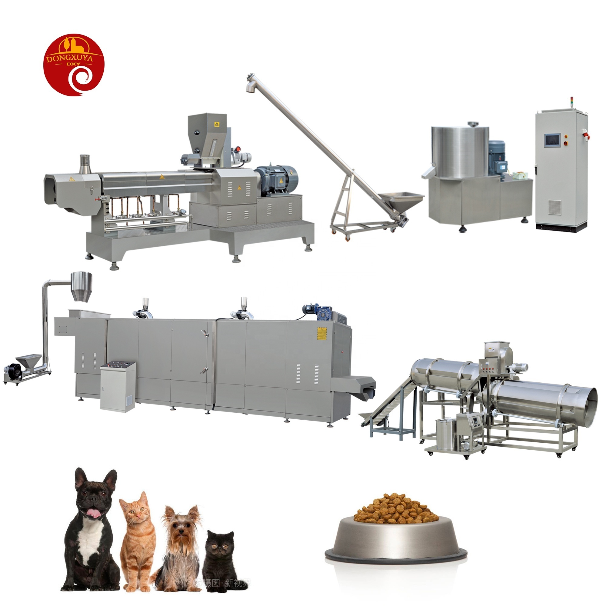 Multi-functional Automatic Machine Pet Food Production Line 500kgh Equipment Making Machine For Dog Cat Food