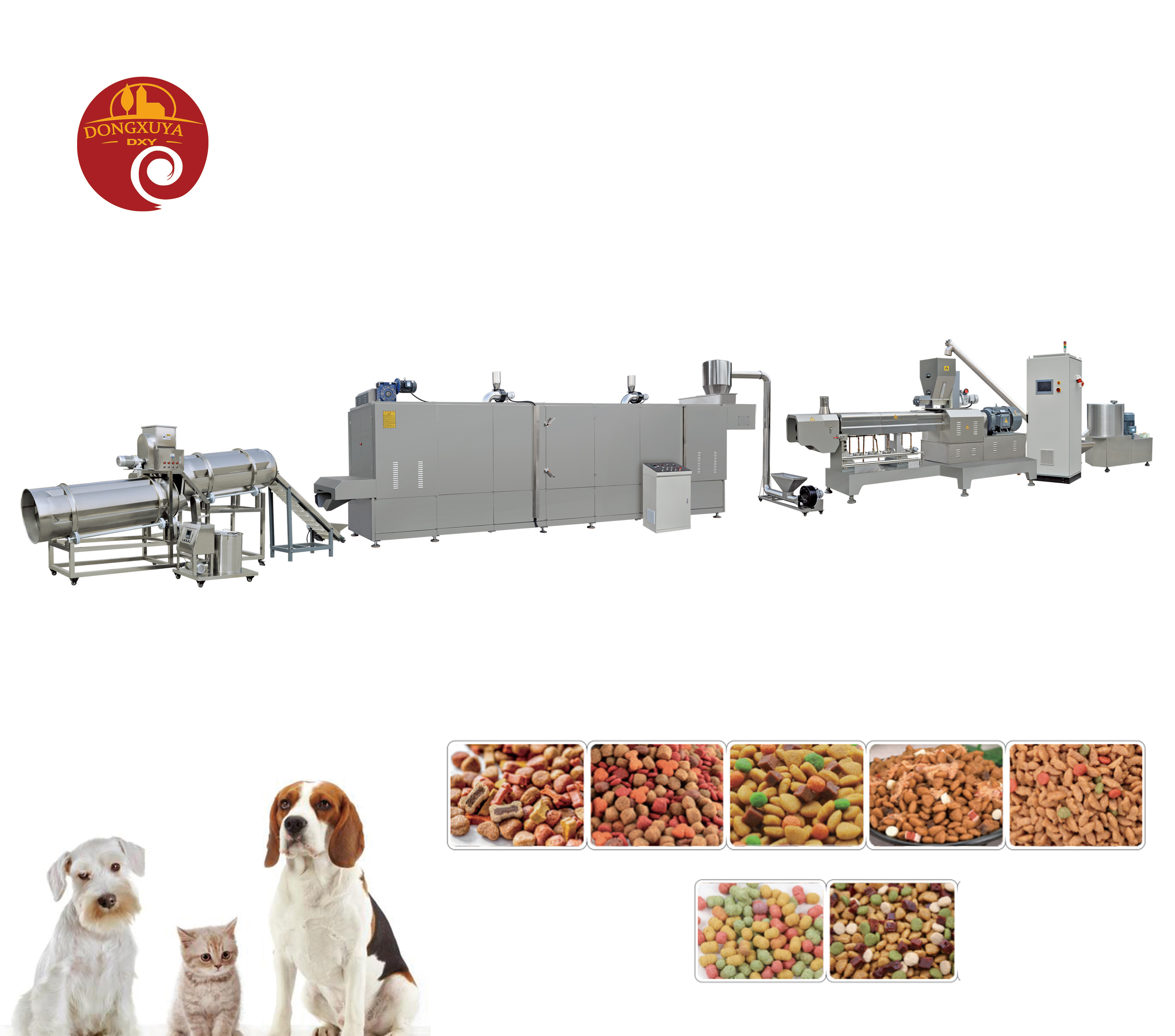 Fully Automatic Twin Screw Extruder Stainless Steel Dog Dry Food Production Making Machine Pet Food Processing Line