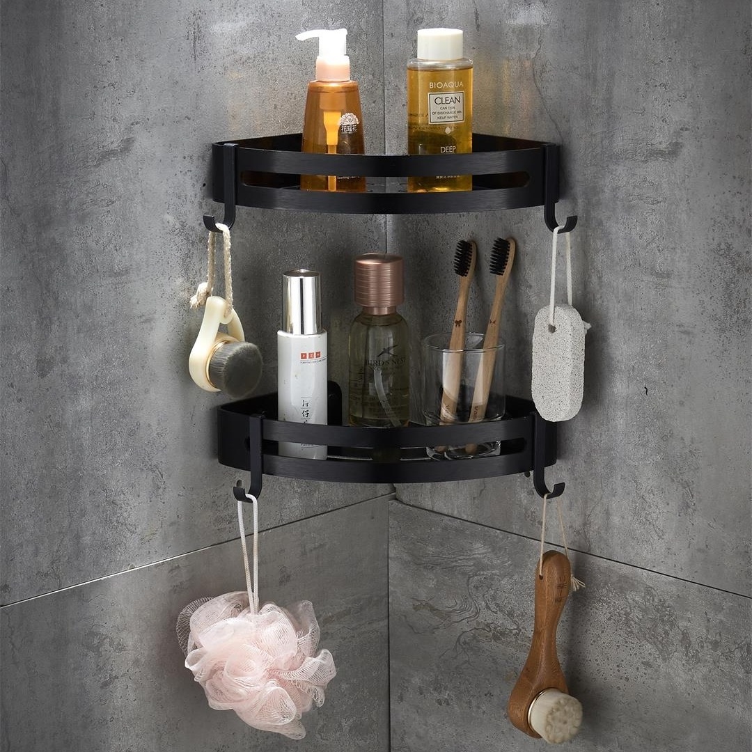 Bathroom black silver shower room shower ball rack toilet wall triangle corner rack