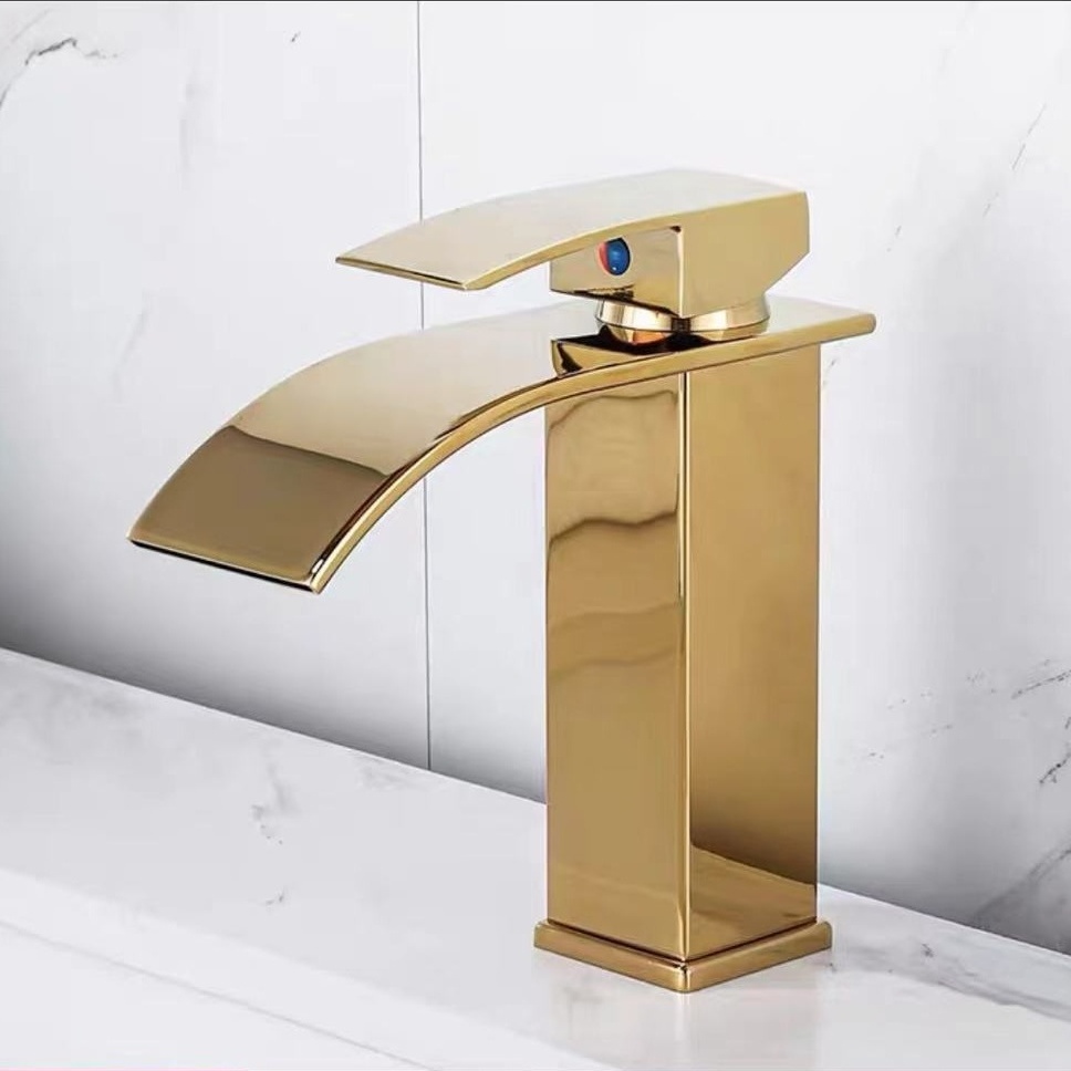 Wholesale bathroom accessories flat mouth waterfall faucet bathroom washbasin basin faucet