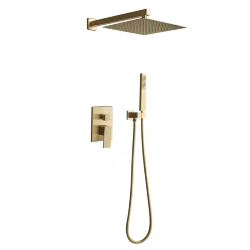 Bathroom Brass Shower Shower Set Square Stainless Steel Top Spray Ceiling Concealed Shower Faucet