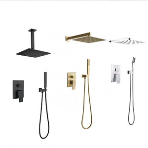 Bathroom Brass Shower Shower Set Square Stainless Steel Top Spray Ceiling Concealed Shower Faucet