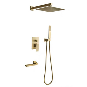 Bathroom Gold Brass Shower Shower Set Stainless Steel Top Spray Custom Size Concealed Shower Faucet