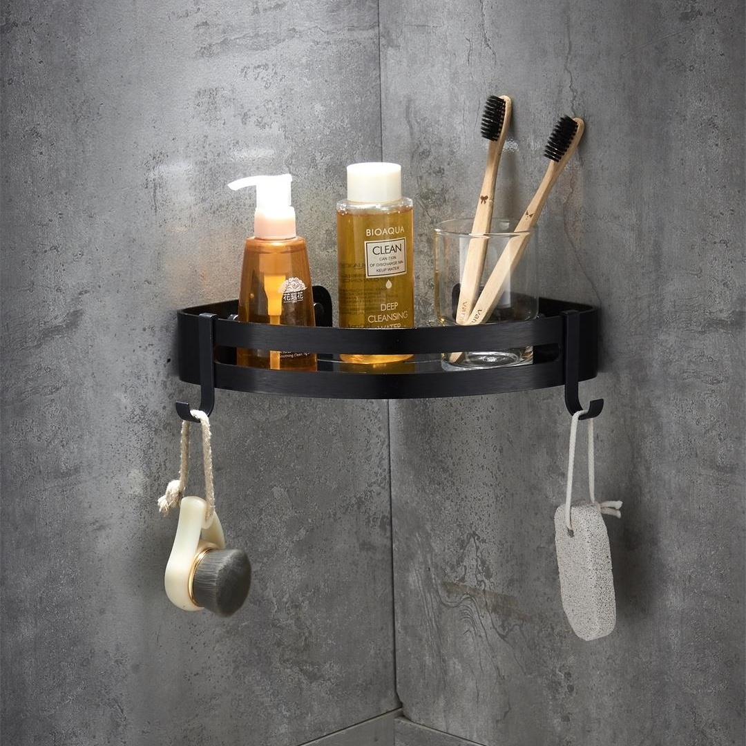 Bathroom black silver shower room shower ball rack toilet wall triangle corner rack