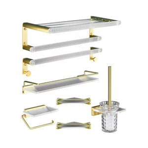 Nordic Metal Gold Acrylic Towel Rack Set Bathroom Hardware Pendant Wall Mounted Towel Rack