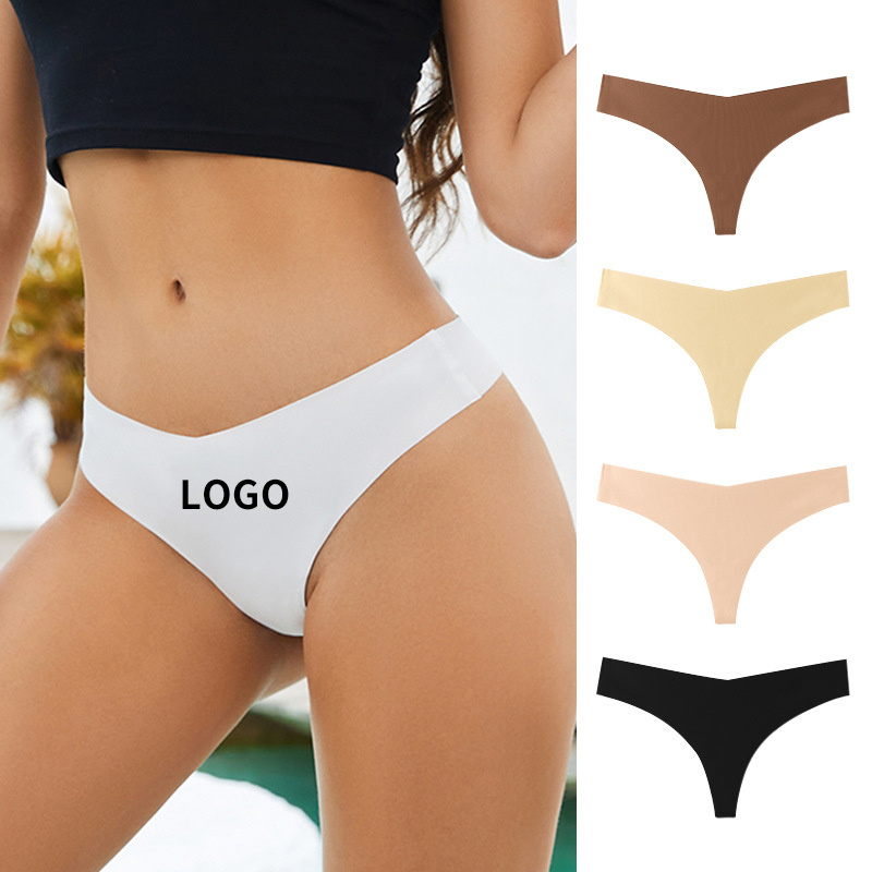 BSCI OEM Manufacturer Custom Logo Plus US Size XXL High Quality Ice Silk Thongs Panties For Woman