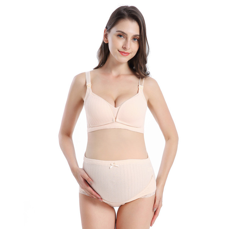 BSCI OEM Manufacturer Plus Size 3XL Breathable Cotton Breastfeeding Nursing Maternity Bra And Panties Set