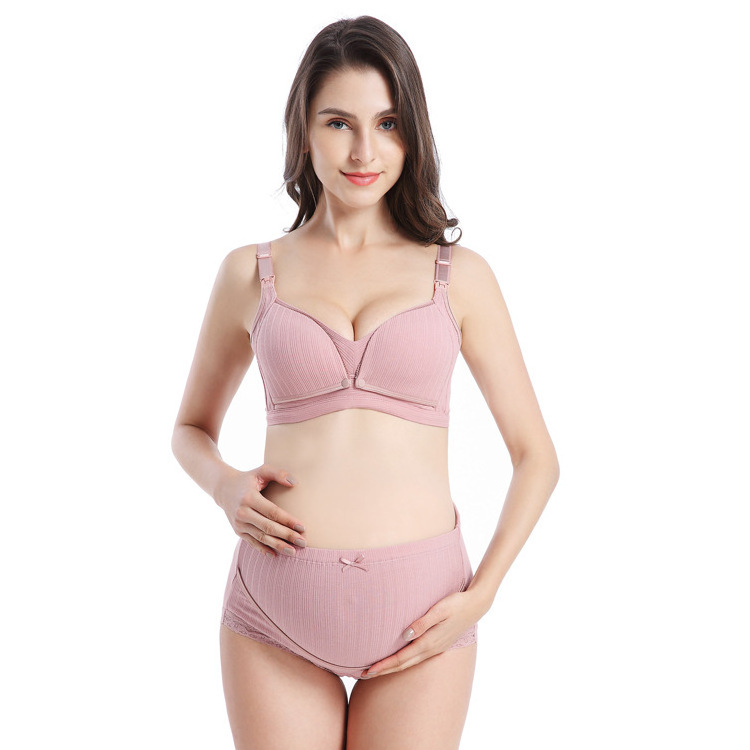 BSCI OEM Manufacturer Plus Size 3XL Breathable Cotton Breastfeeding Nursing Maternity Bra And Panties Set