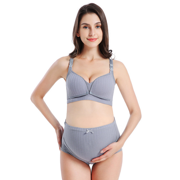 BSCI OEM Manufacturer Plus Size 3XL Breathable Cotton Breastfeeding Nursing Maternity Bra And Panties Set