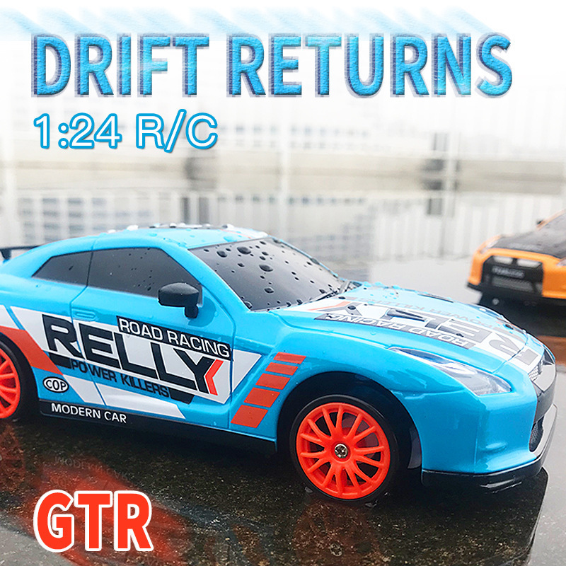 RC Car 2.4G 1:24  Drift 4WD Remote Control Drift Racing Car with Light 15km/h Race Car with Replaceable Tires and Obstacles