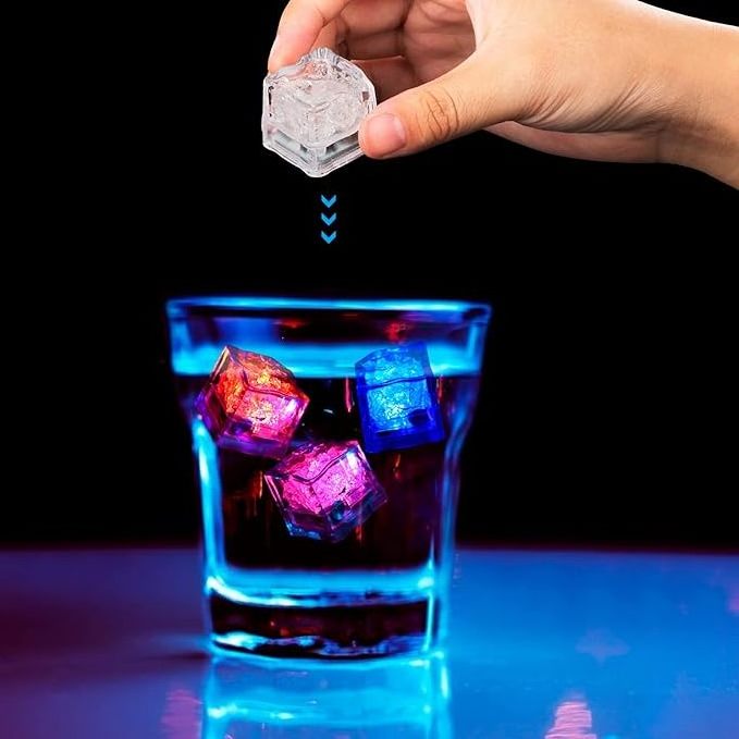 HOT LED Glow Ice Cube Waterproof Water Activated Color Changing Flashing Party Bar Glitter Light Up LED Ice Cubes For Drinks