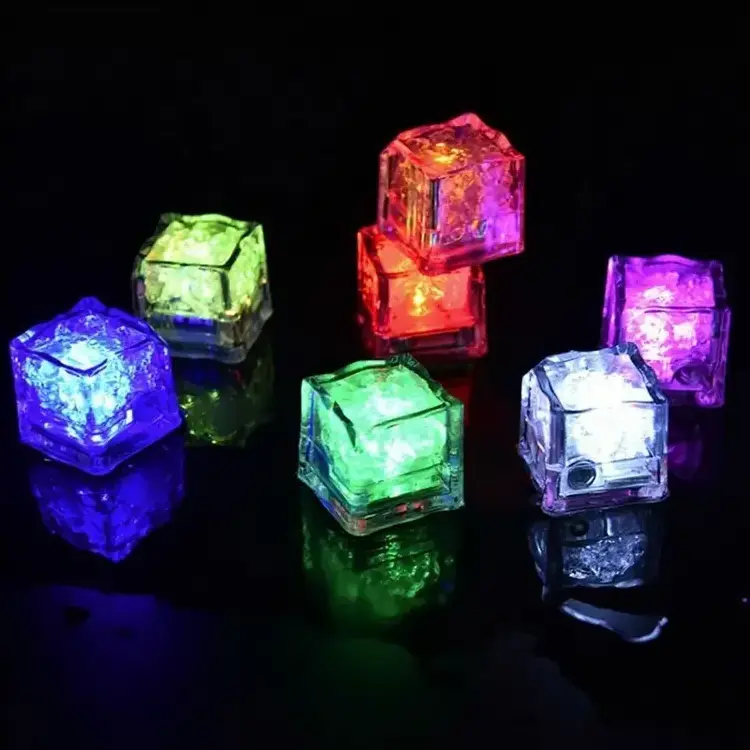 HOT LED Glow Ice Cube Waterproof Water Activated Color Changing Flashing Party Bar Glitter Light Up LED Ice Cubes For Drinks