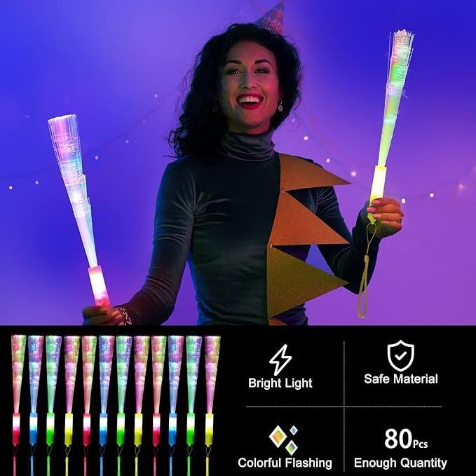 Light Up Fiber Optic Glow Wands Colorful 3 Flashing Models LED Light Up Fiber Optic Glow Sticks for Dark Show Club Festival