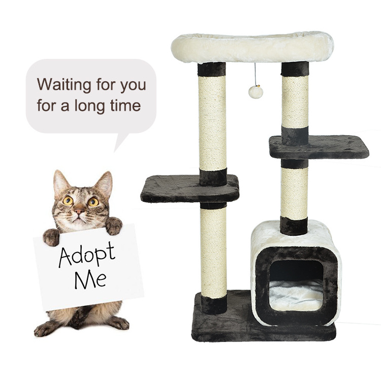 Natural paradise wooden cat furniture scratch tower tree pet