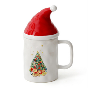 wholesale bulk vintage 3d custom christmas tree design mug cup ceramic christmas coffee mug