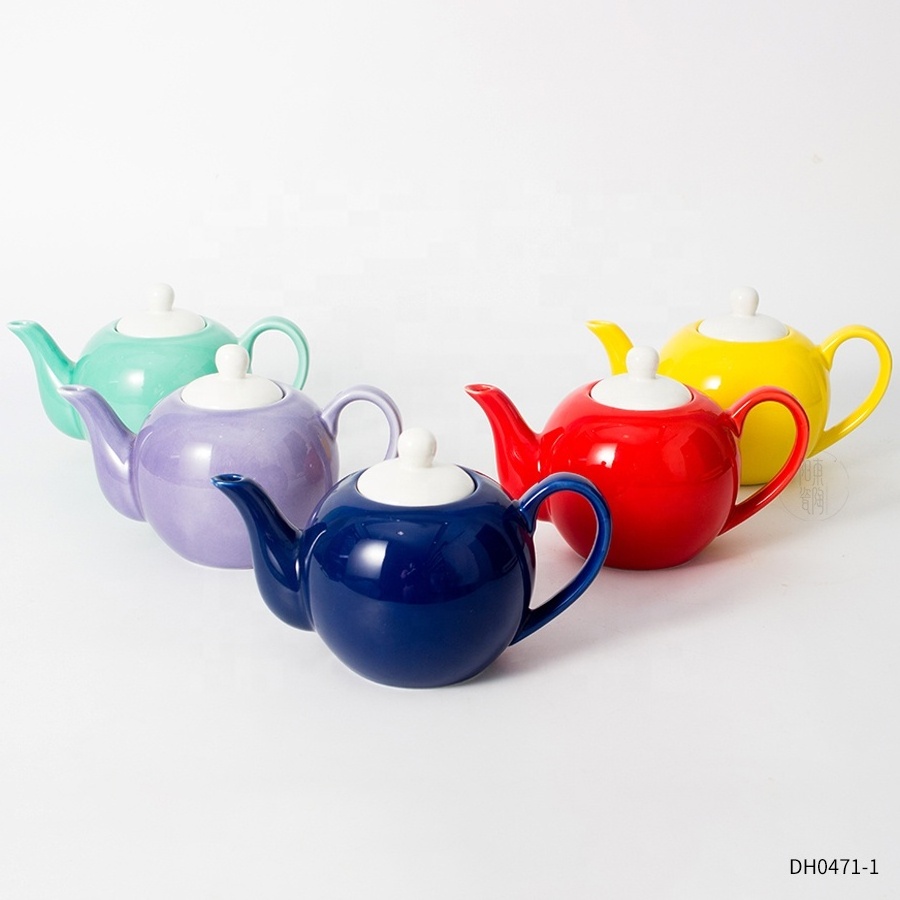 Large multicolor wholesale custom logo ceramic teapots porcelain tea pot for loose tea