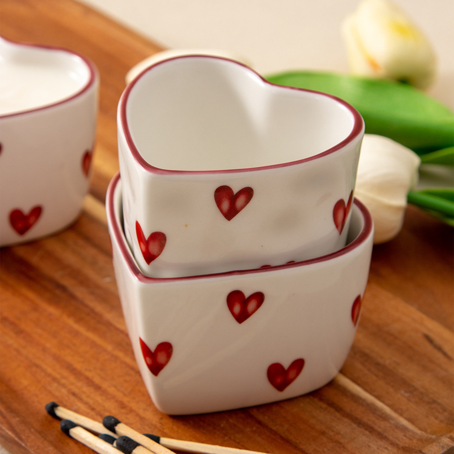 Cute heart shaped custom couple ceramic candle jar For Wedding decor Gift Unique ceramic love candle jars