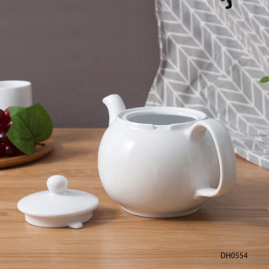 42 oz large custom white porcelain tea and coffee set ceramic tea pot for loose tea