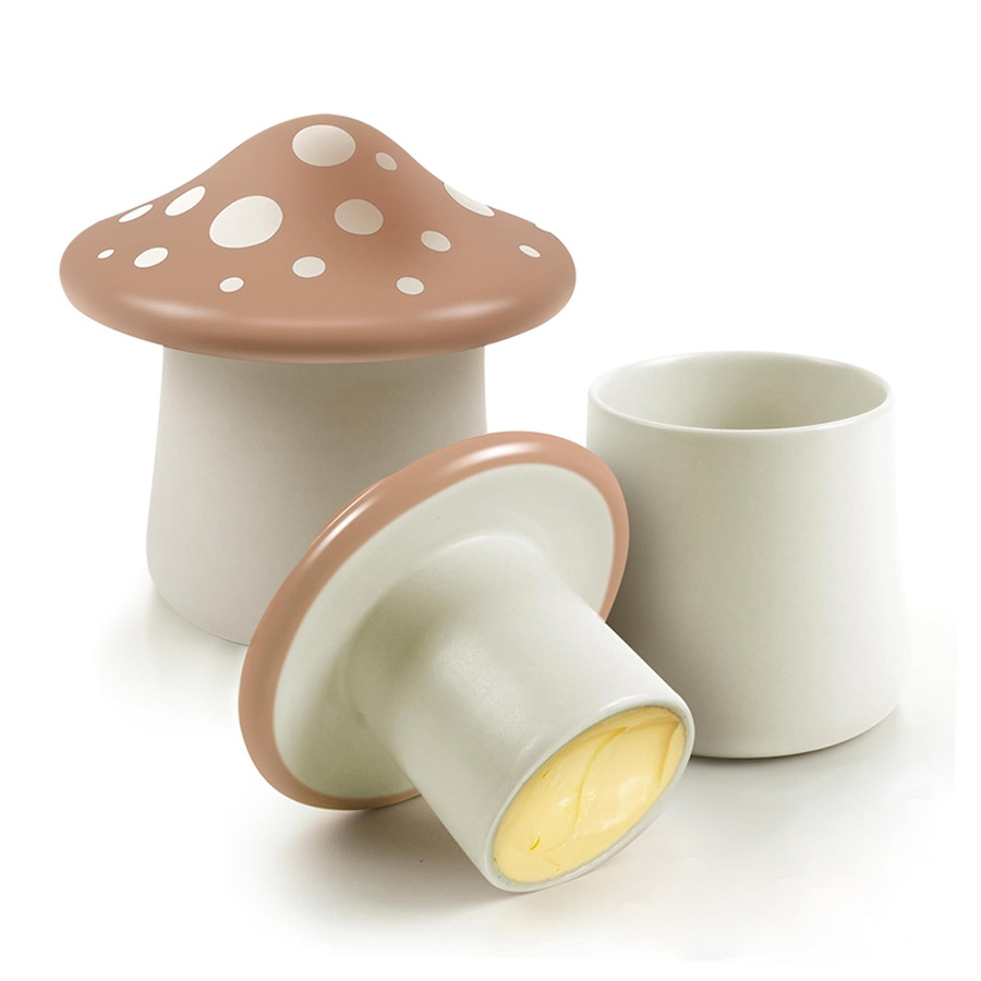 Custom mushroom ceramic butter Crock kitchen cheese storage box Cheese with lid storage box custom