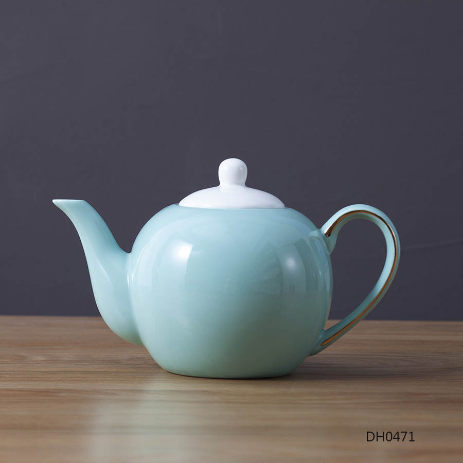 Large multicolor wholesale custom logo ceramic teapots porcelain tea pot for loose tea