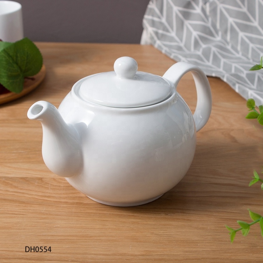 42 oz large custom white porcelain tea and coffee set ceramic tea pot for loose tea