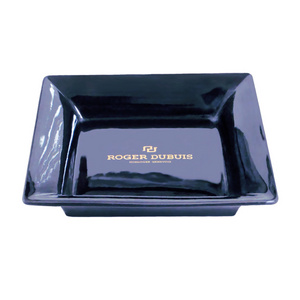 6" Inch purple rectangle cigarette ashtrays stoneware black glazed hotel restaurant cool ceramic cigar ashtray with logo