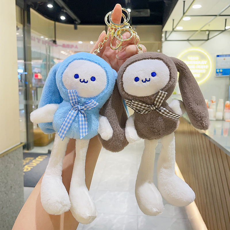 Hot Selling CPC Cute Cartoon Kawaii Bunny Plush Doll Keychain Keyring Bag Parts Pendant Small Fluffy For Kids Girls