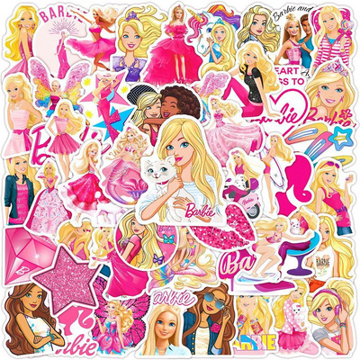 50pcs Pretty Girls Princess Cute Pink Graffiti Stickers For Girl Laptop Book Wall Vinyl Cartoon Barbies Sticker