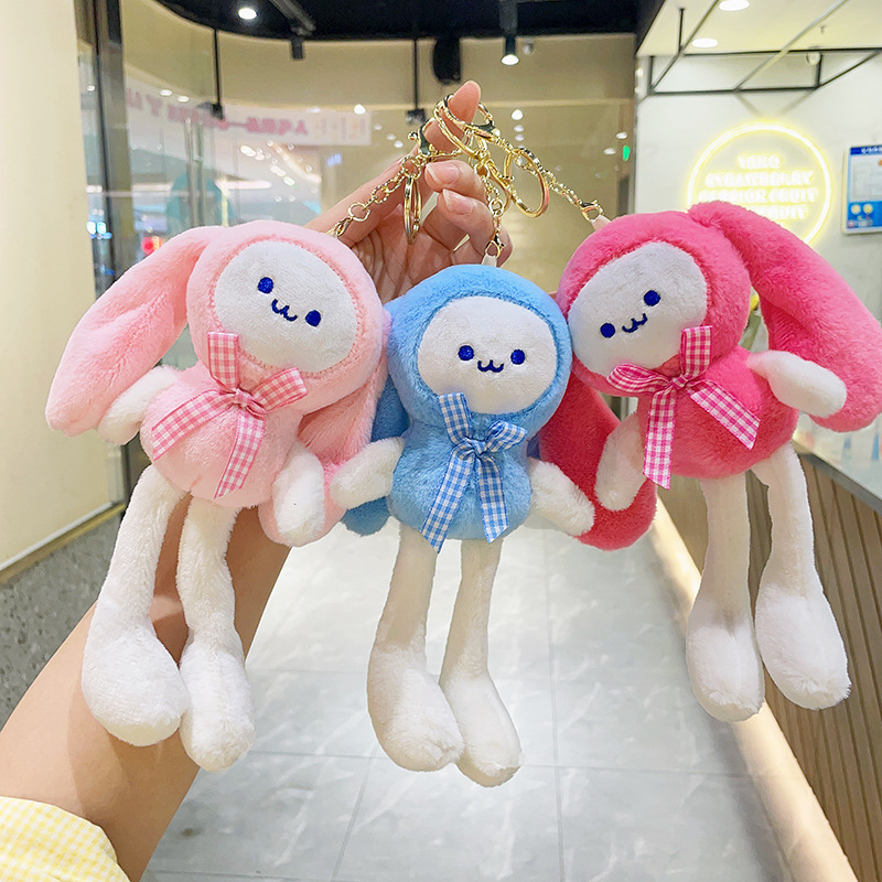 Hot Selling CPC Cute Cartoon Kawaii Bunny Plush Doll Keychain Keyring Bag Parts Pendant Small Fluffy For Kids Girls