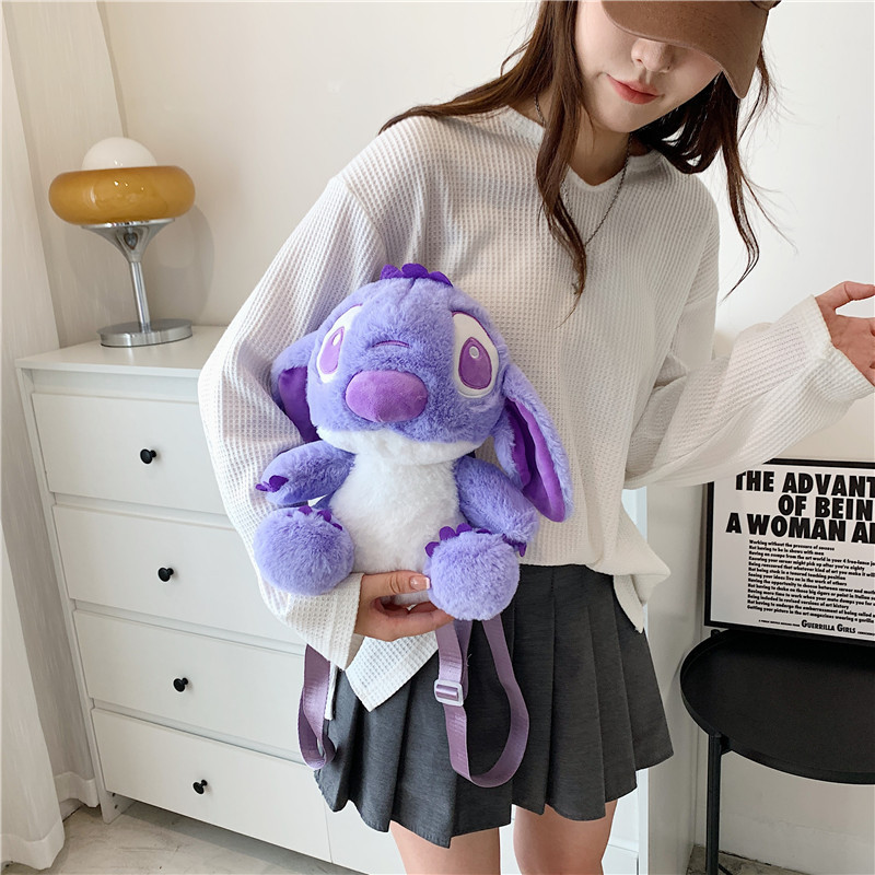 Anime Plush Bag Sanrio Melody Kuromi Kitty Plush Backpack Cinnamoroll JJ boy Stitch Pika chu Plush Toy Backpack