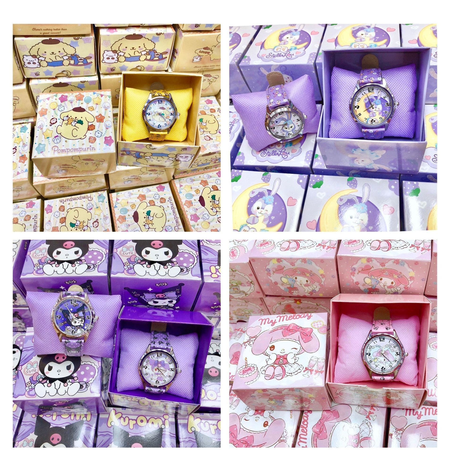 Creative Gifts Box-Packed Kids' Watches Cartoon Sanrio Melody Kuromi Cinnamoroll Kawaii Watches School Students Gifts