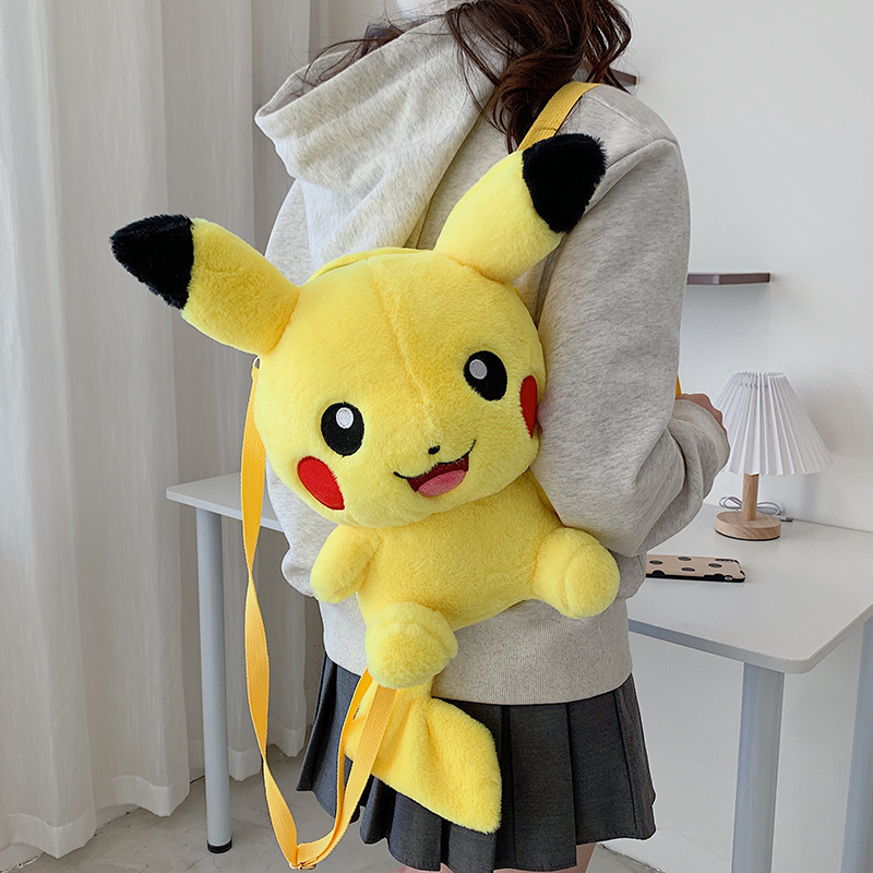 Anime Plush Bag Sanrio Melody Kuromi Kitty Plush Backpack Cinnamoroll JJ boy Stitch Pika chu Plush Toy Backpack