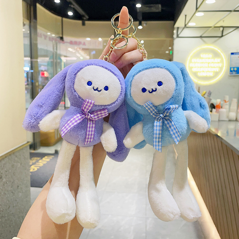 Hot Selling CPC Cute Cartoon Kawaii Bunny Plush Doll Keychain Keyring Bag Parts Pendant Small Fluffy For Kids Girls