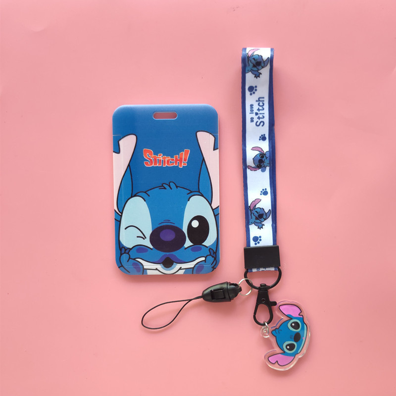 Wholesale Spot Stitch Cartoon Id Card Cover Cute Anime Printed Pvc Plastic Photocard Holder With Hanging Lanyard