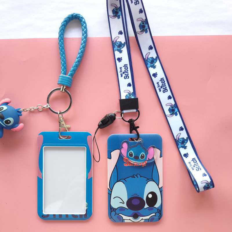 Wholesale Spot Stitch Cartoon Id Card Cover Cute Anime Printed Pvc Plastic Photocard Holder With Hanging Lanyard