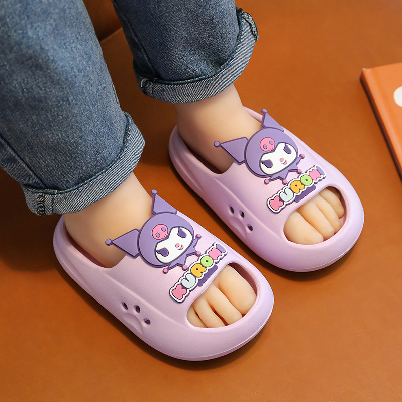 2024 New Arrival Kawaii Sanrio Summer Children's Slippers Cartoon Kuromi Melody Indoor Home Slide Slippers Soft Eva Antislip