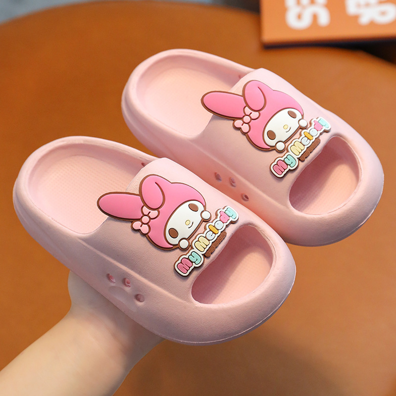 2024 New Arrival Kawaii Sanrio Summer Children's Slippers Cartoon Kuromi Melody Indoor Home Slide Slippers Soft Eva Antislip