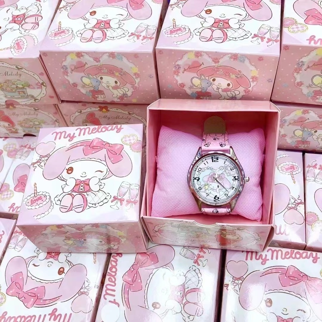 Creative Gifts Box-Packed Kids' Watches Cartoon Sanrio Melody Kuromi Cinnamoroll Kawaii Watches School Students Gifts